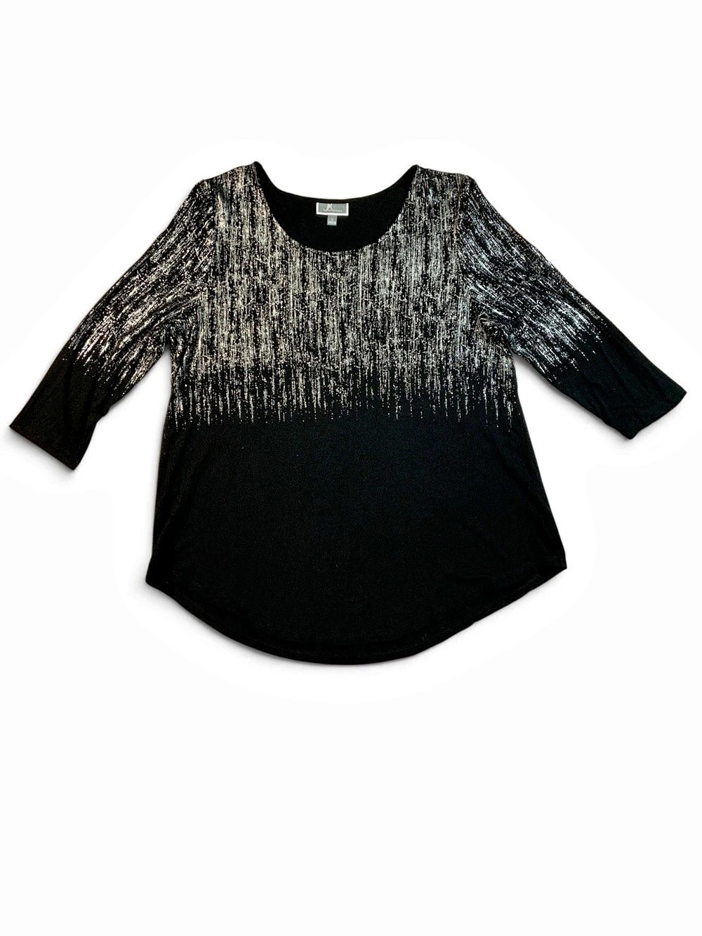 Womens JM Collection Silver Shimmer Embellished Blouse Sz Large #289